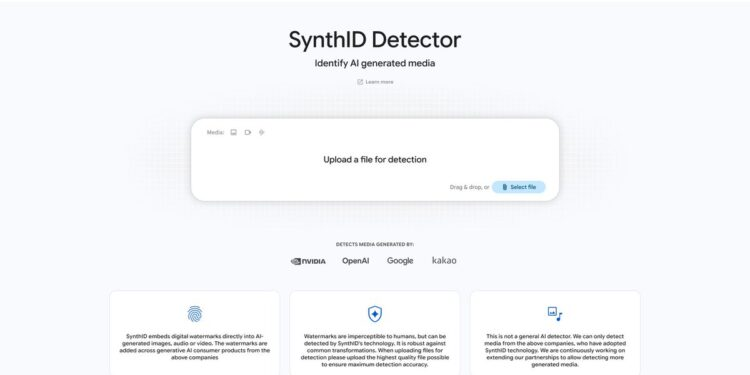 Google开放SynthID检测器